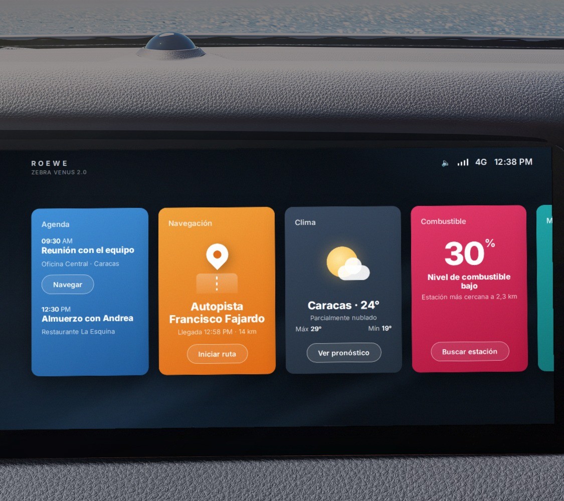 ROEWE i5 blanca interior tablero digital y controles sedán Venezuela 2026